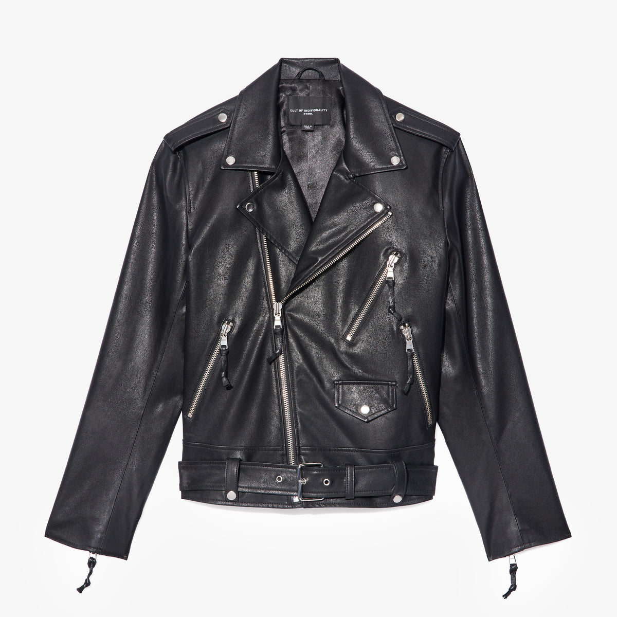 Cult's Classic Vegan Leather Moto Jacket in Black