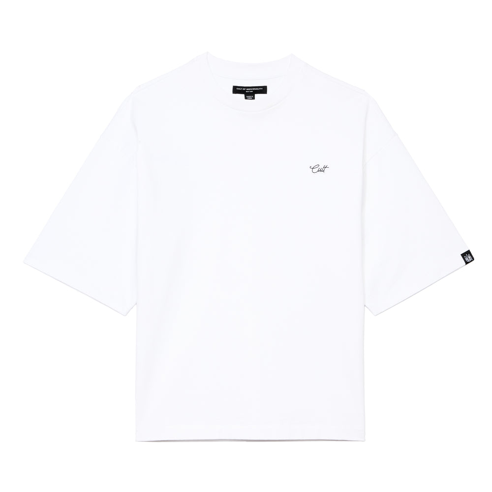 Cult's Oversized Short Sleeve Crew Neck Tee In White