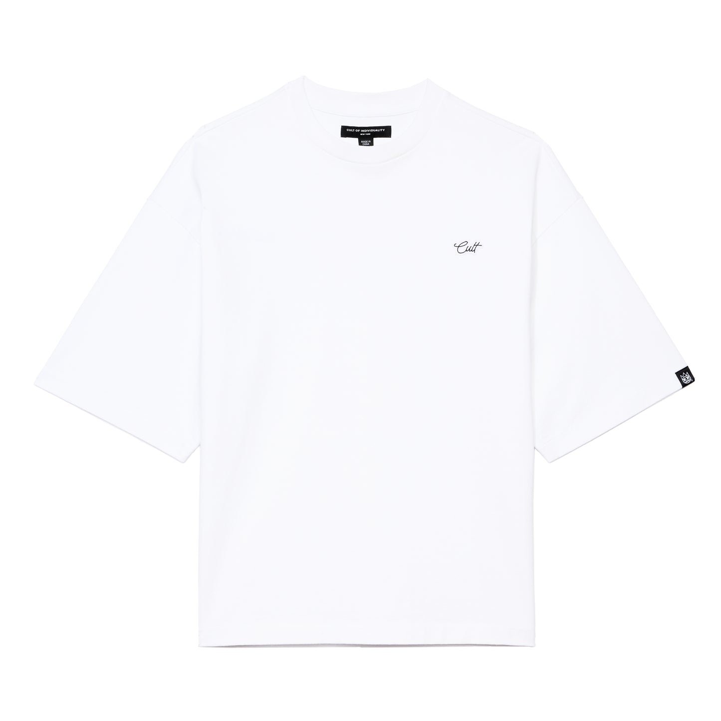 Cult's Oversized Short Sleeve Crew Neck Tee In White
