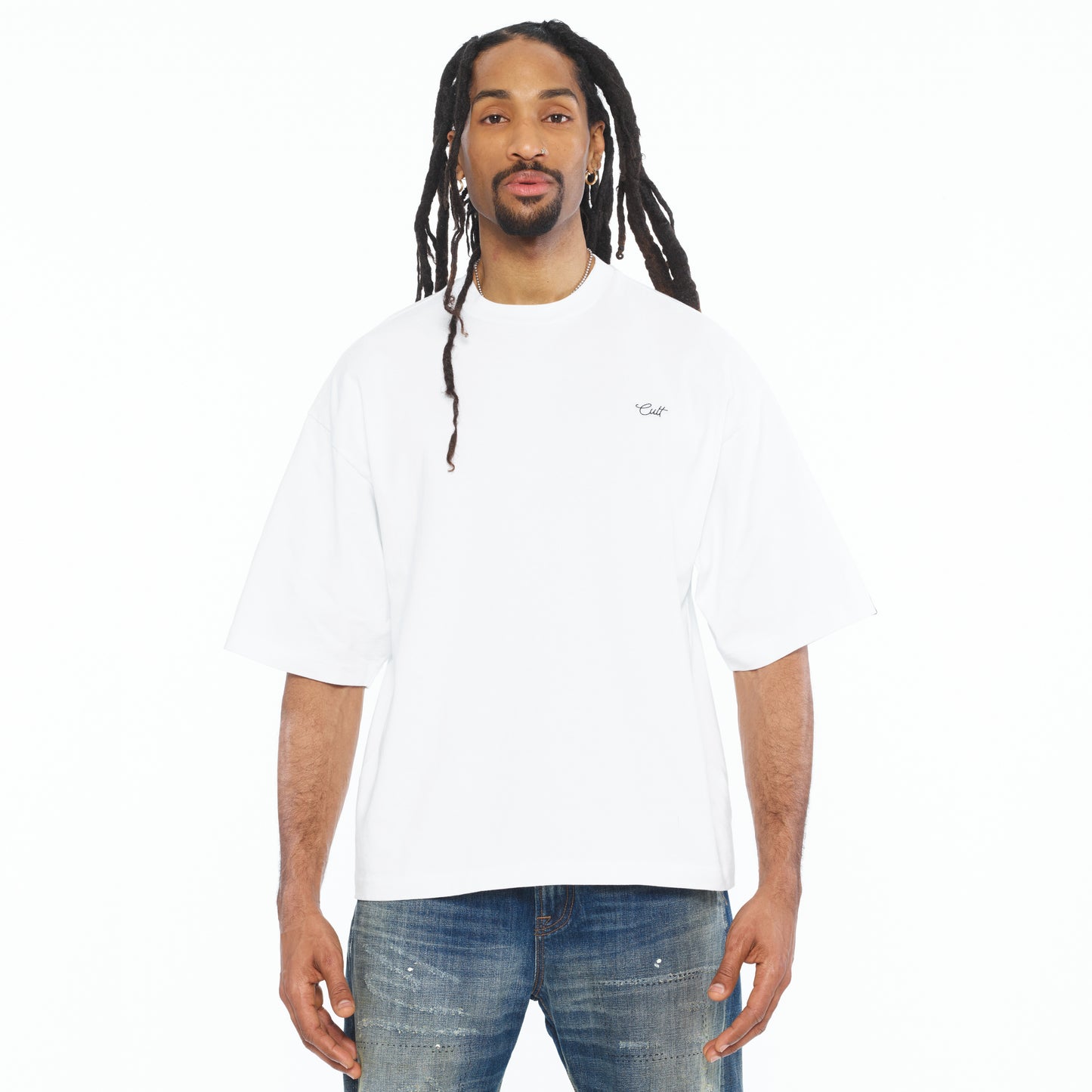Cult's Oversized Short Sleeve Crew Neck Tee In White