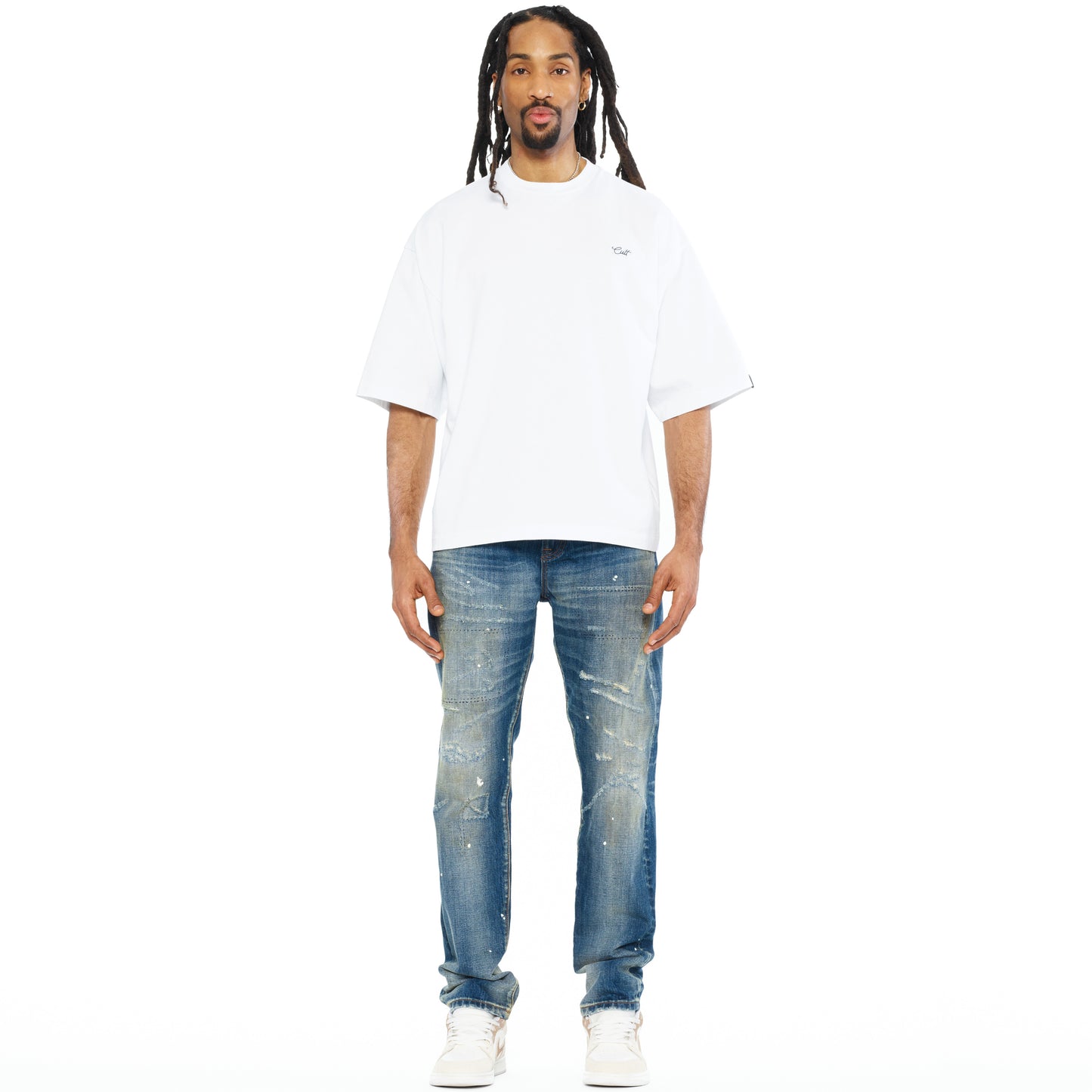 Cult's Oversized Short Sleeve Crew Neck Tee In White