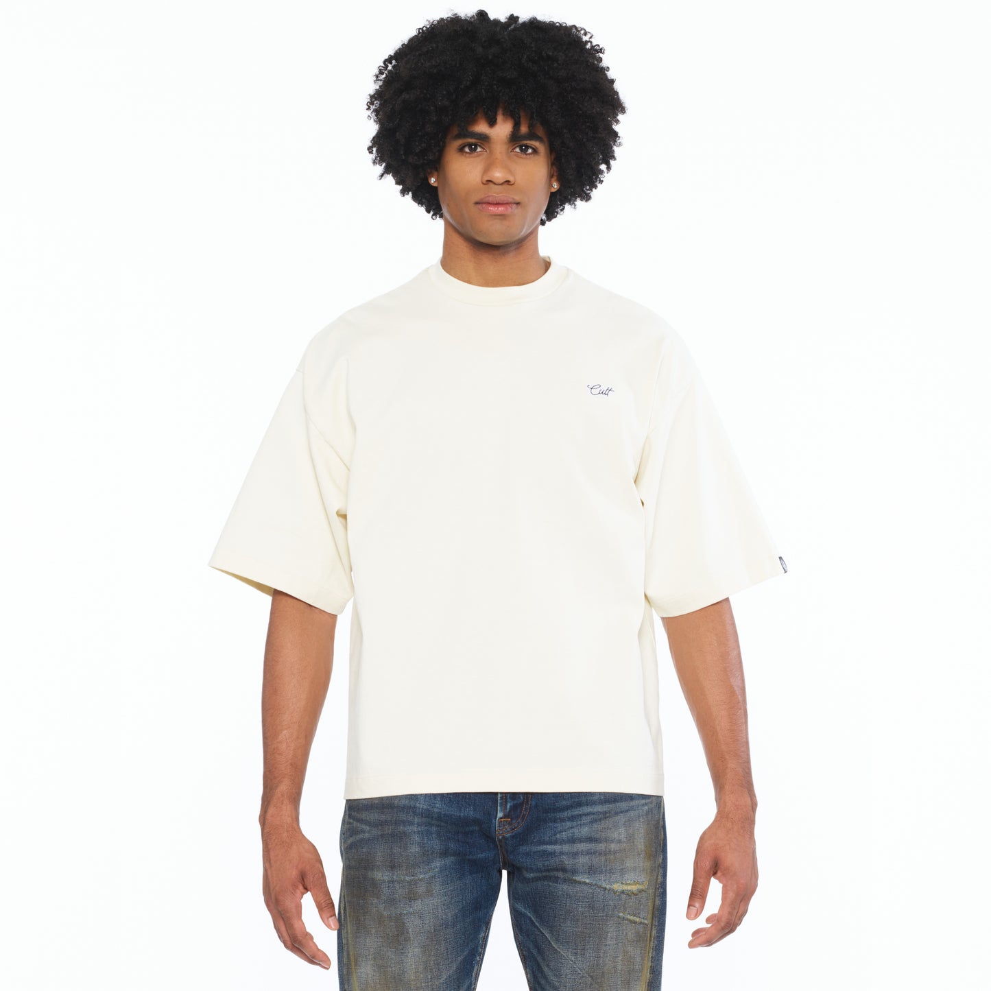 Cult's Oversized Short Sleeve Crew Neck Tee In Winter White