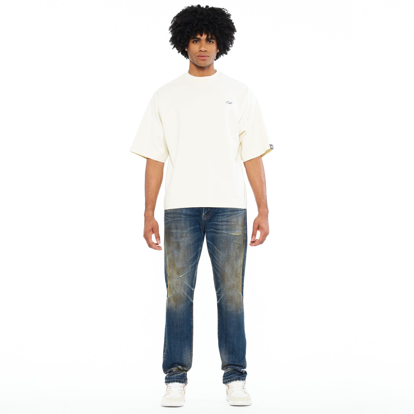 Cult's Oversized Short Sleeve Crew Neck Tee In Winter White