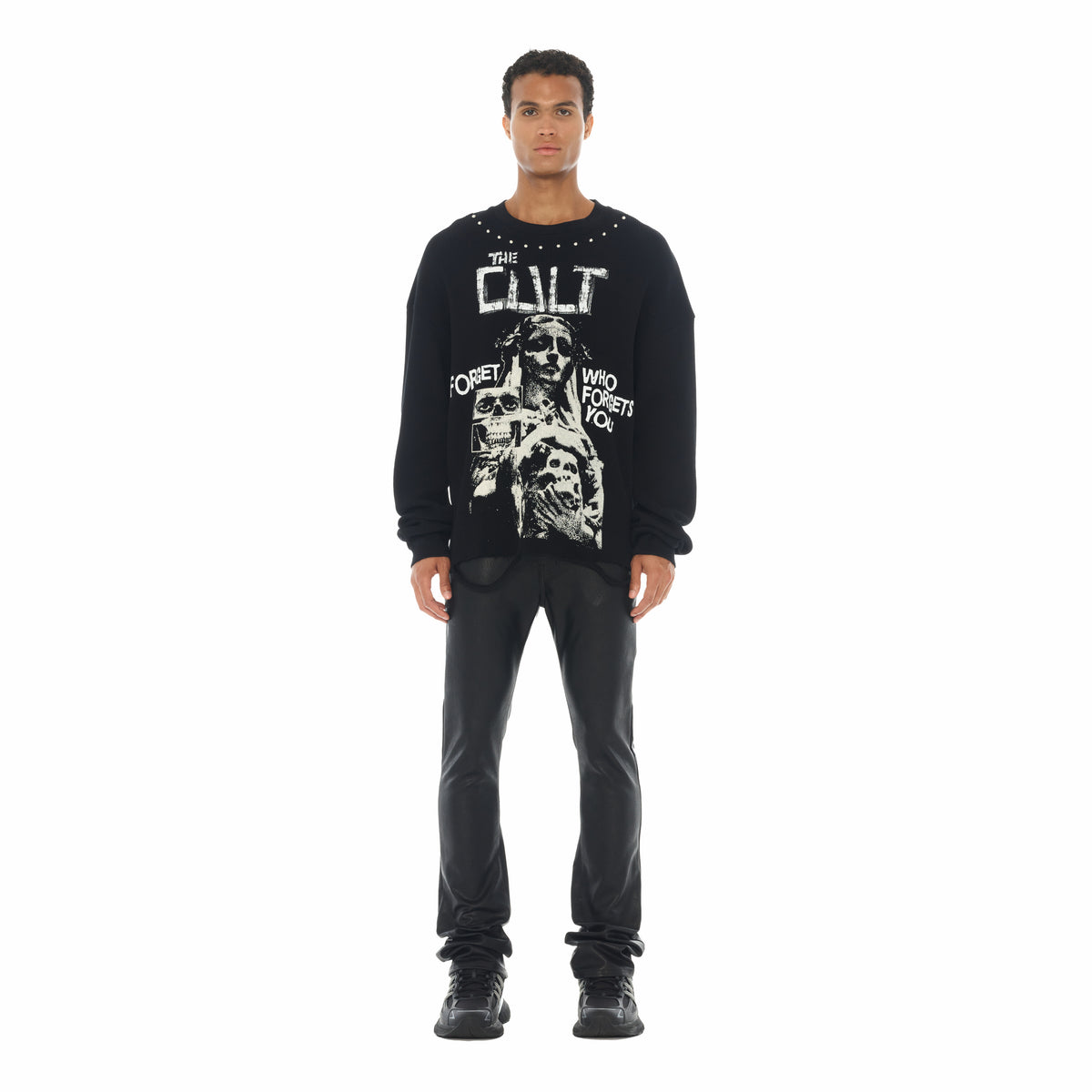 Cult's Vegan Leather Lenny Bootcut 603 Jeans In Black