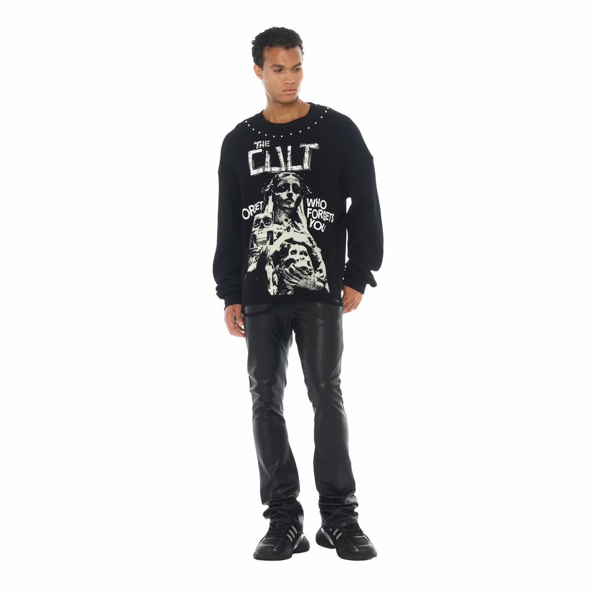 Cult's Vegan Leather Lenny Bootcut 603 Jeans In Black