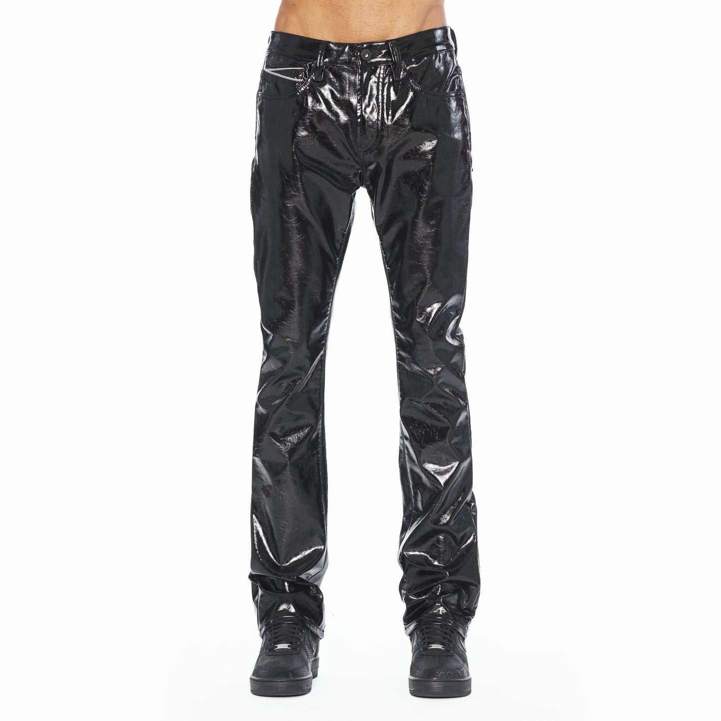 Cult's Patent Leather Lenny Bootcut 603 Jeans In Black