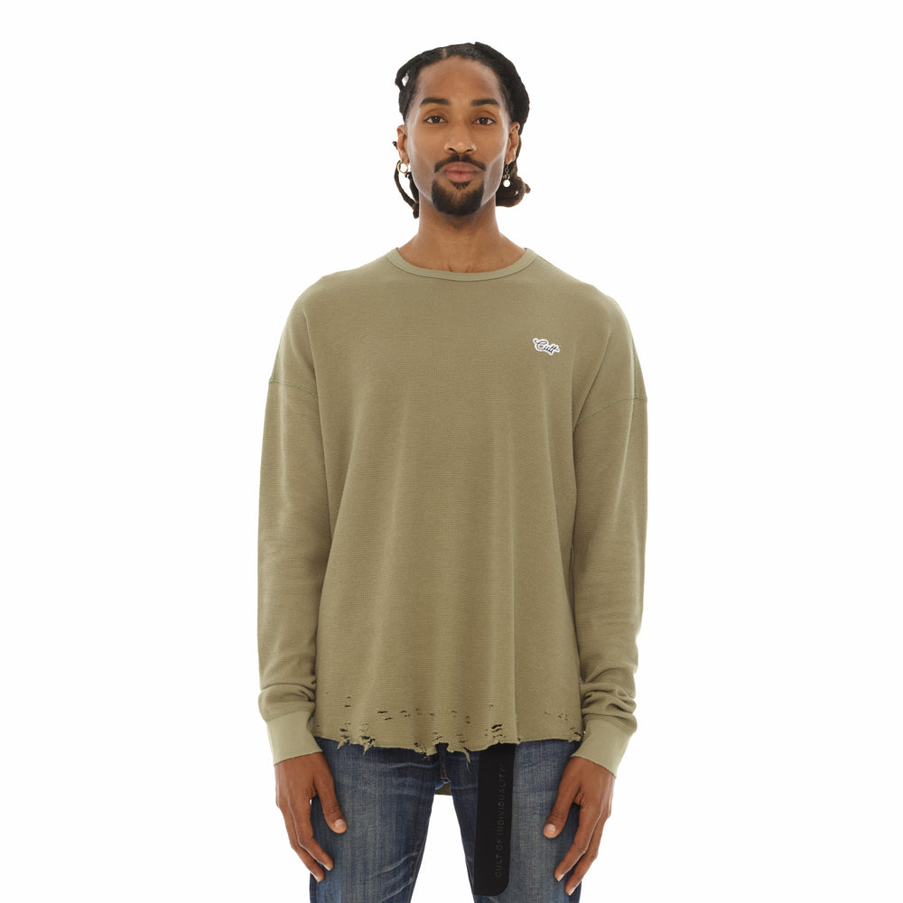 Cult's Long Sleeve Thermal Shirt In Sage Green