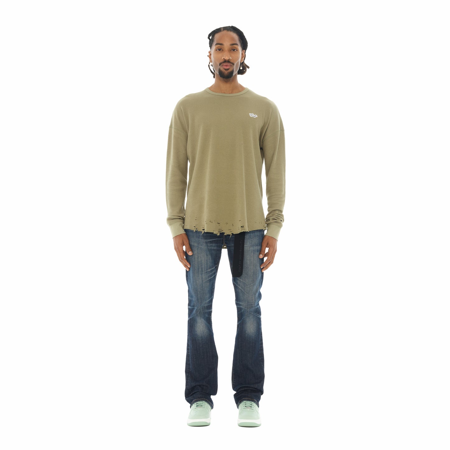 Cult's Long Sleeve Thermal Shirt In Sage Green