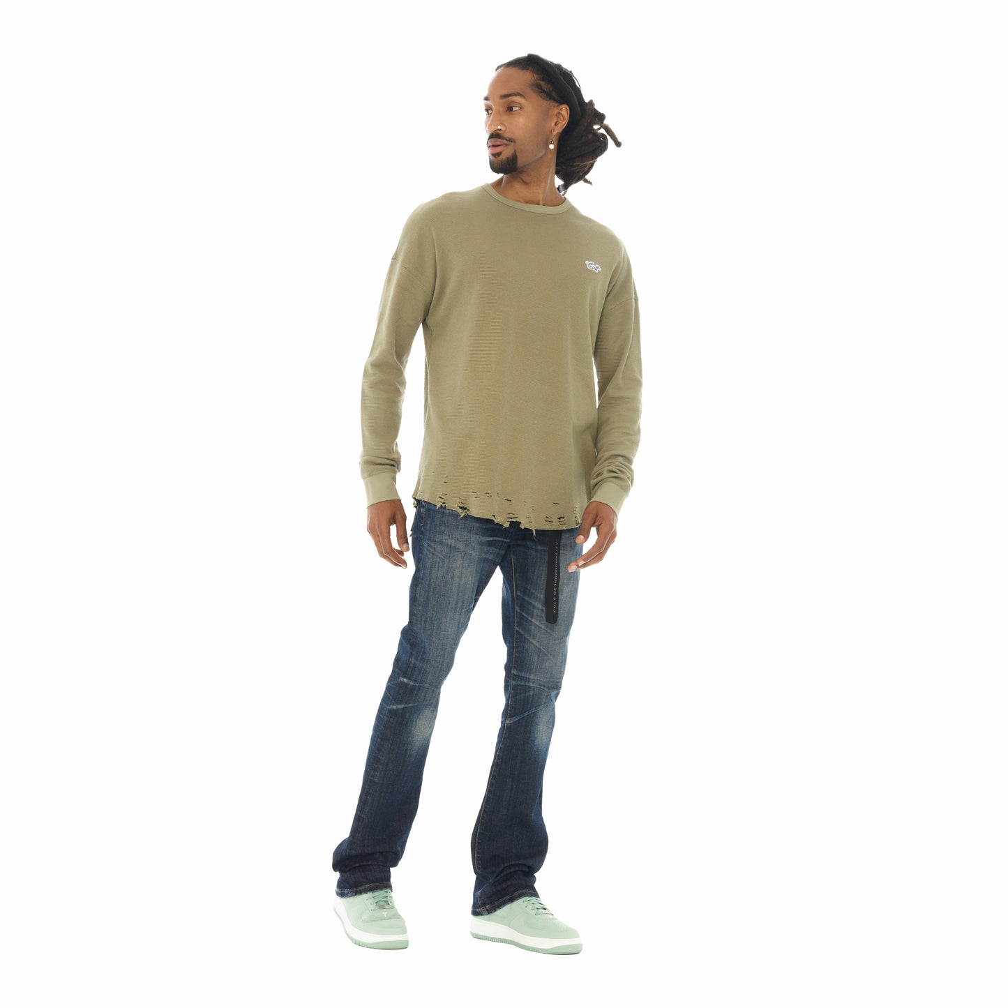 Cult's Long Sleeve Thermal Shirt In Sage Green