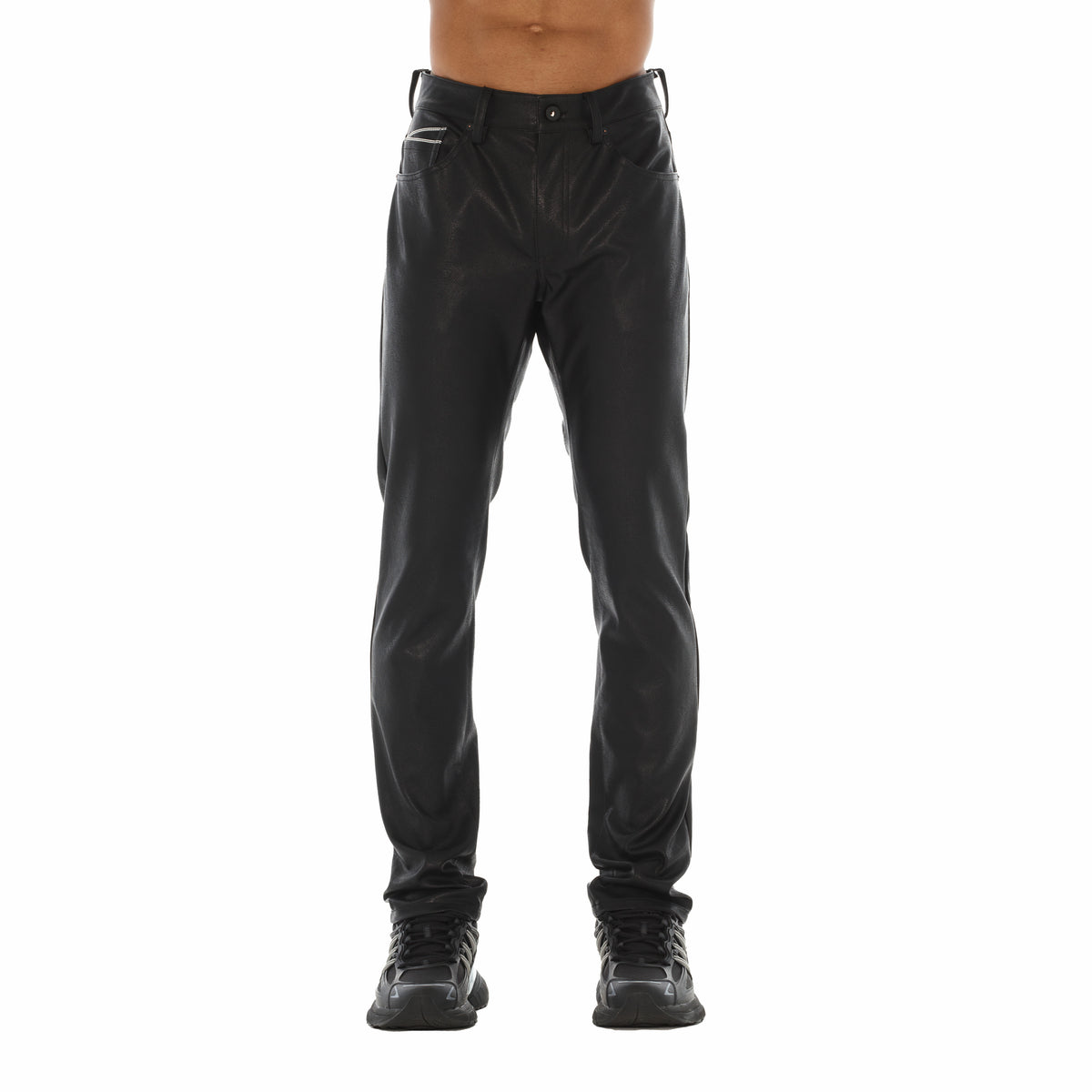 Cult's Vegan Leather Rocker Slim 602 Jeans In Black