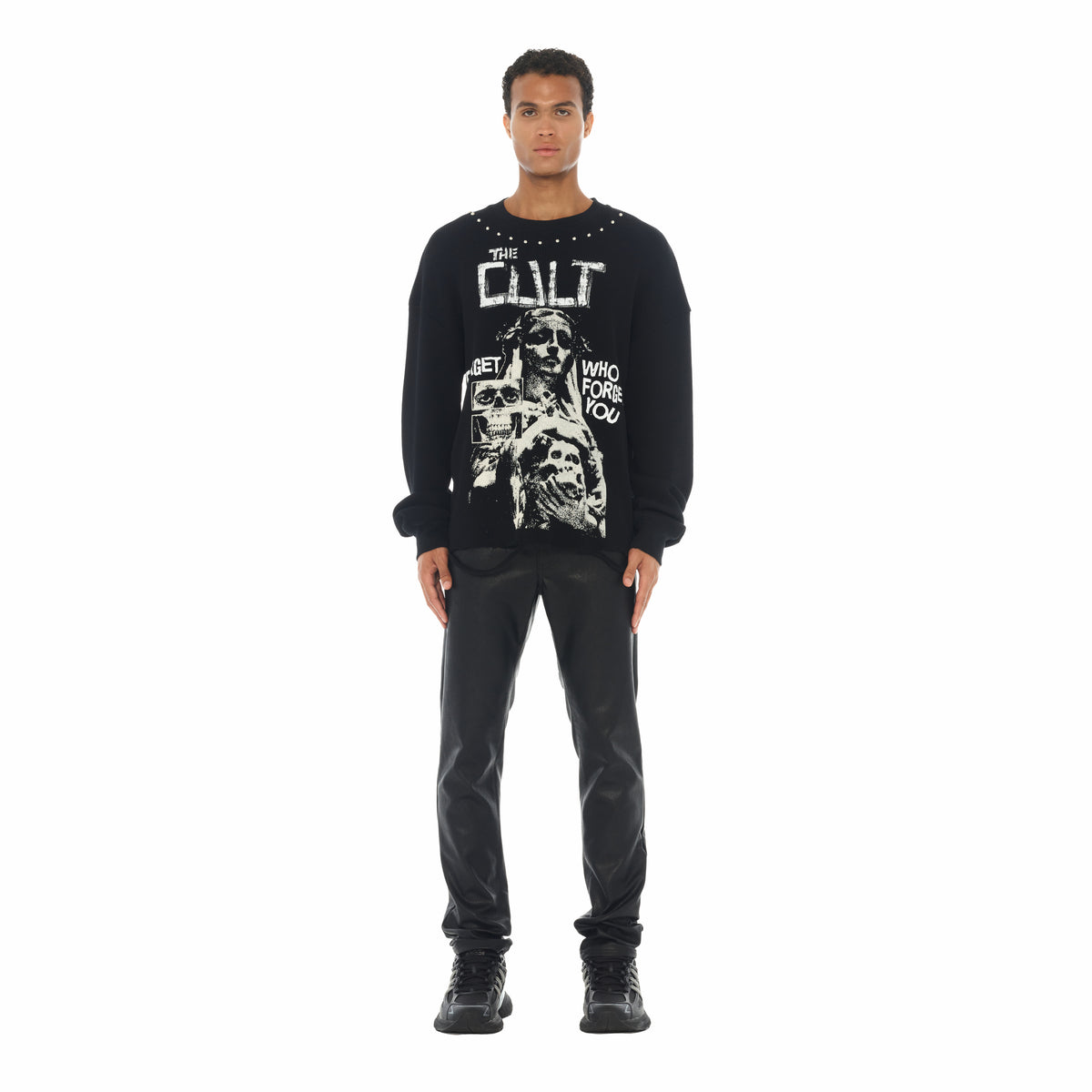 Cult's Vegan Leather Rocker Slim 602 Jeans In Black