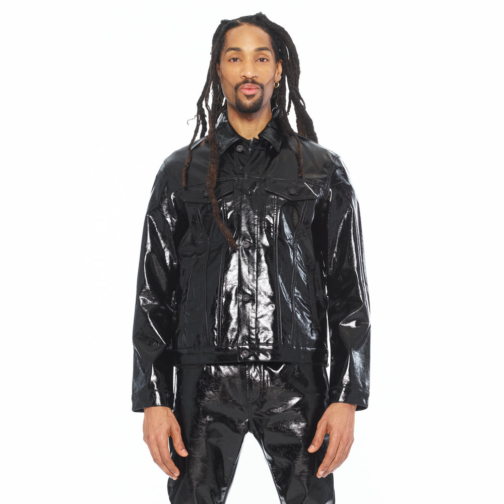 Cult's Type II Patent Leather Black Jacket In Black