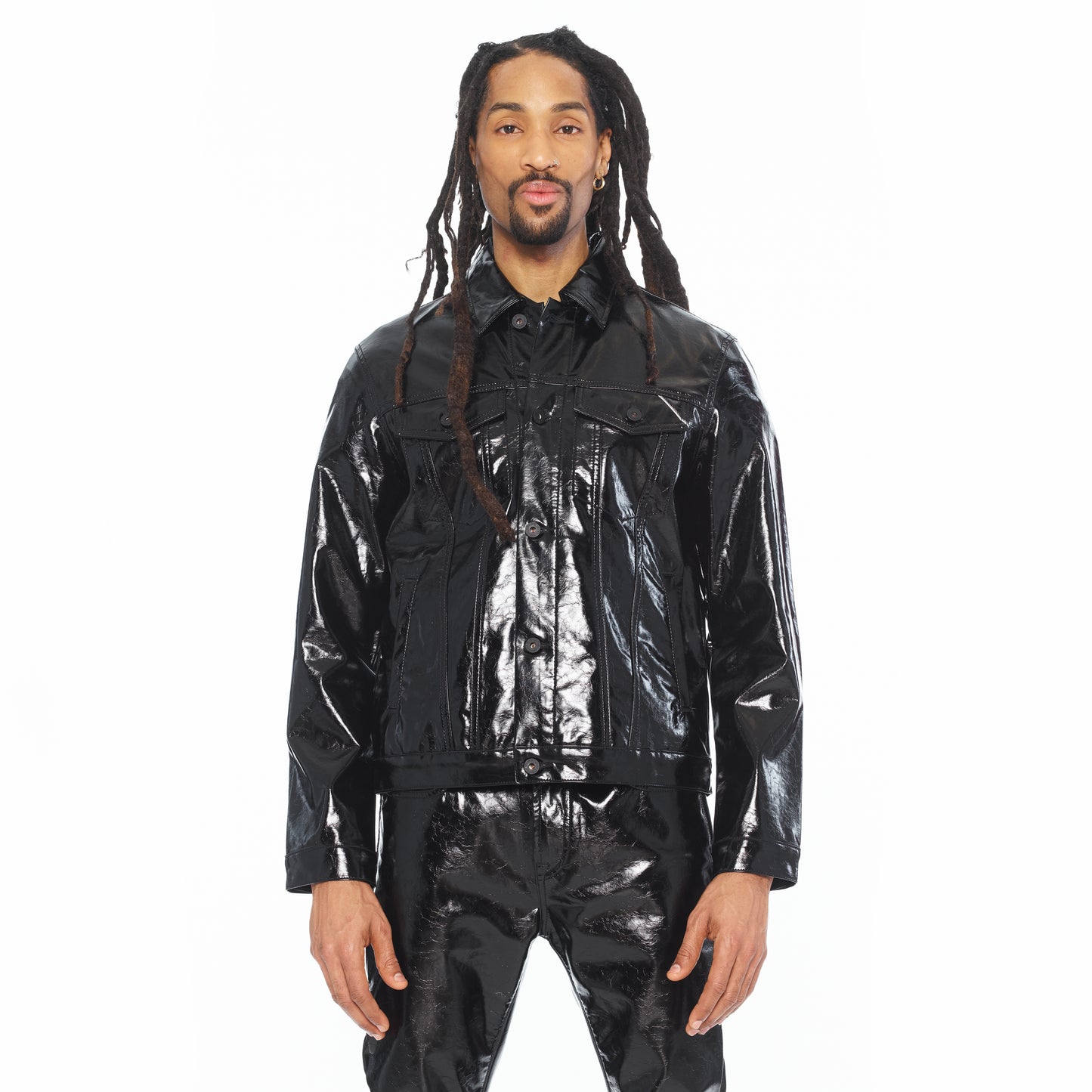 Cult's Type II Patent Leather Black Jacket In Black