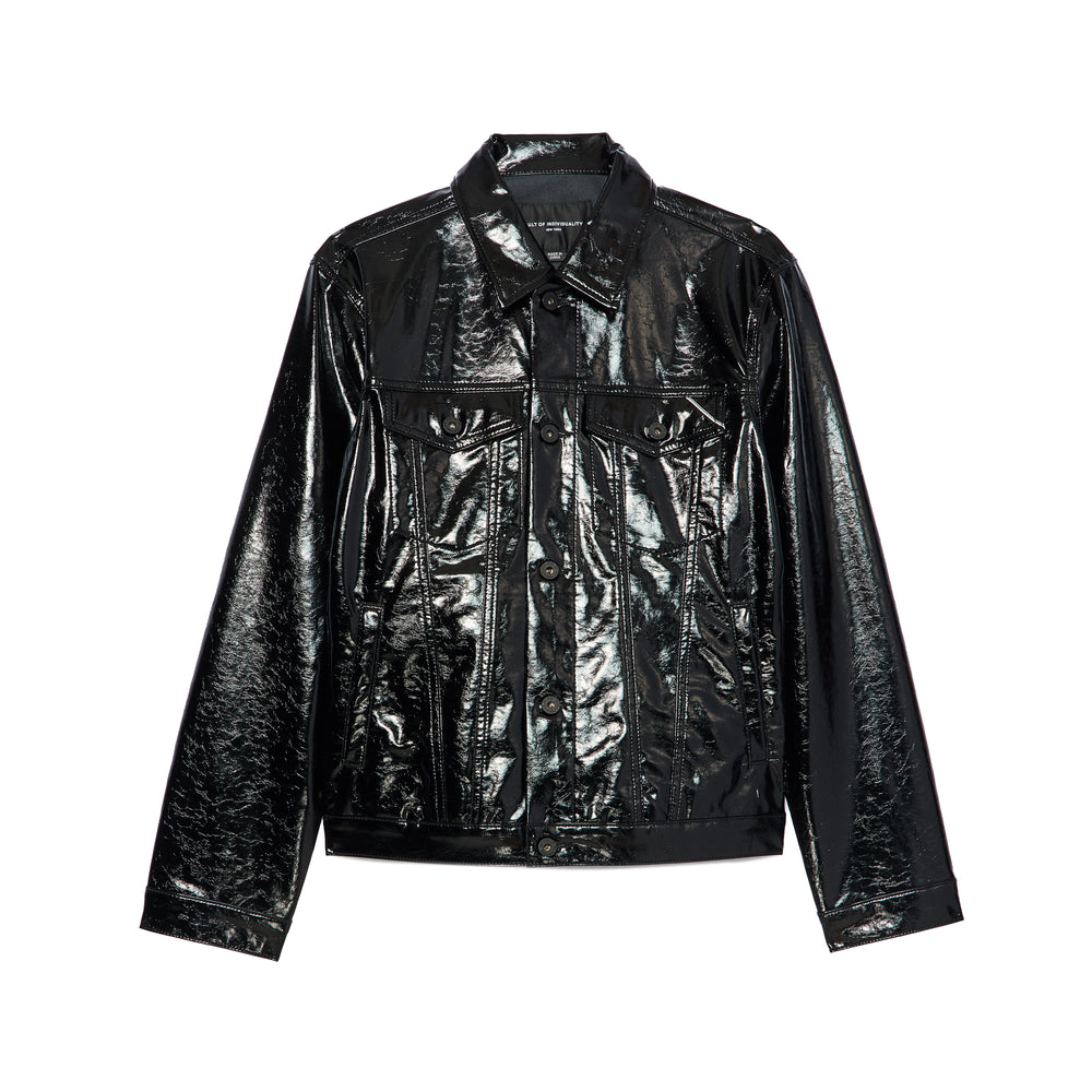 Cult's Type II Pattern Leather Black Jacket In Black