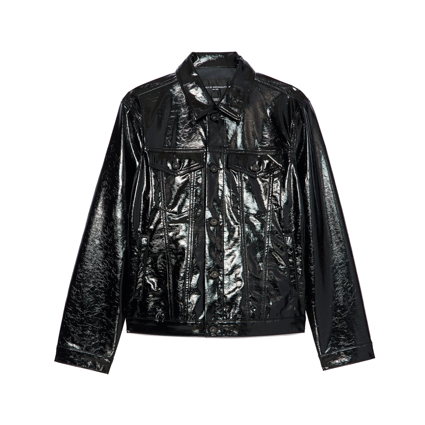 Cult's Type II Pattern Leather Black Jacket In Black