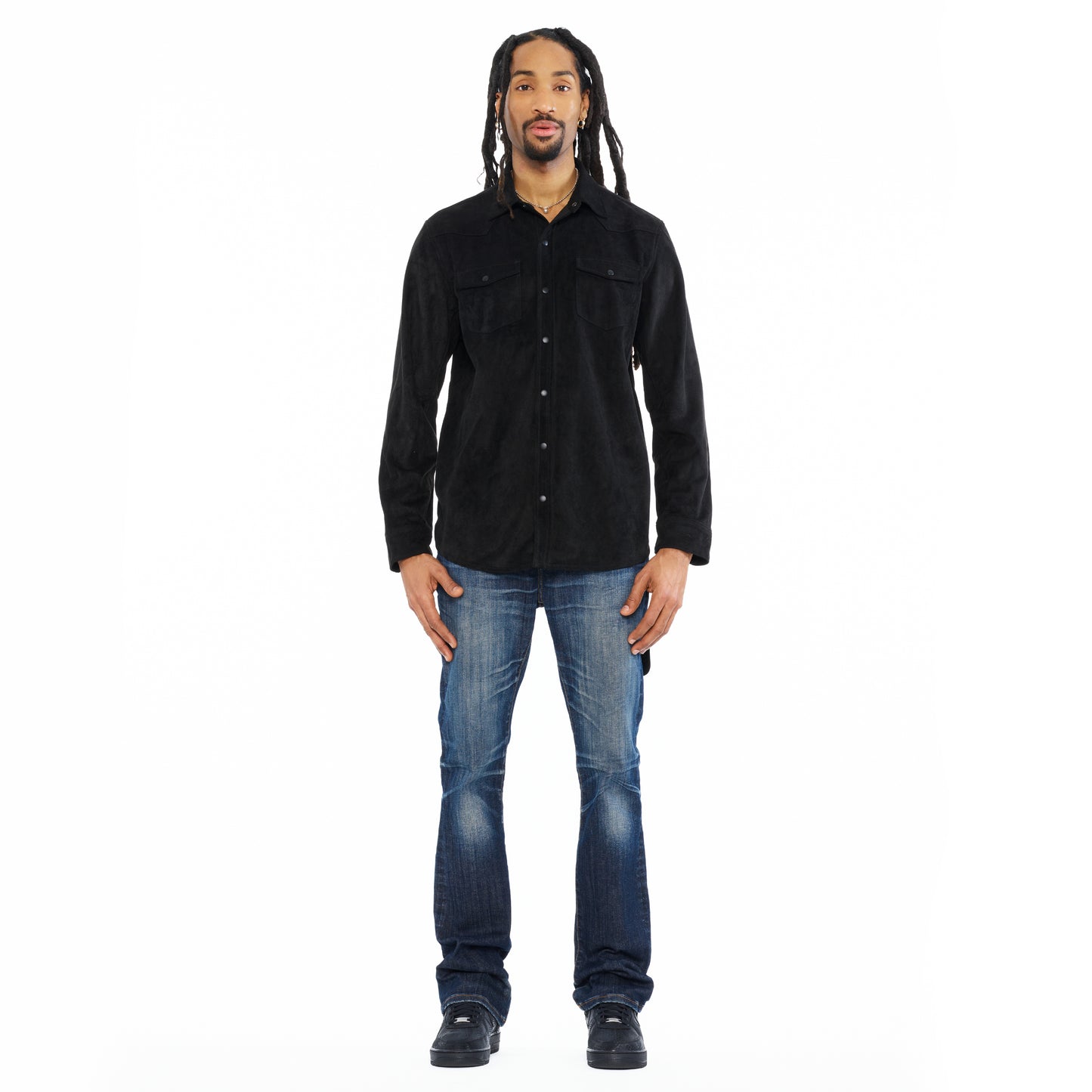 Cult's Classic Suede Full Button Shirt In Black