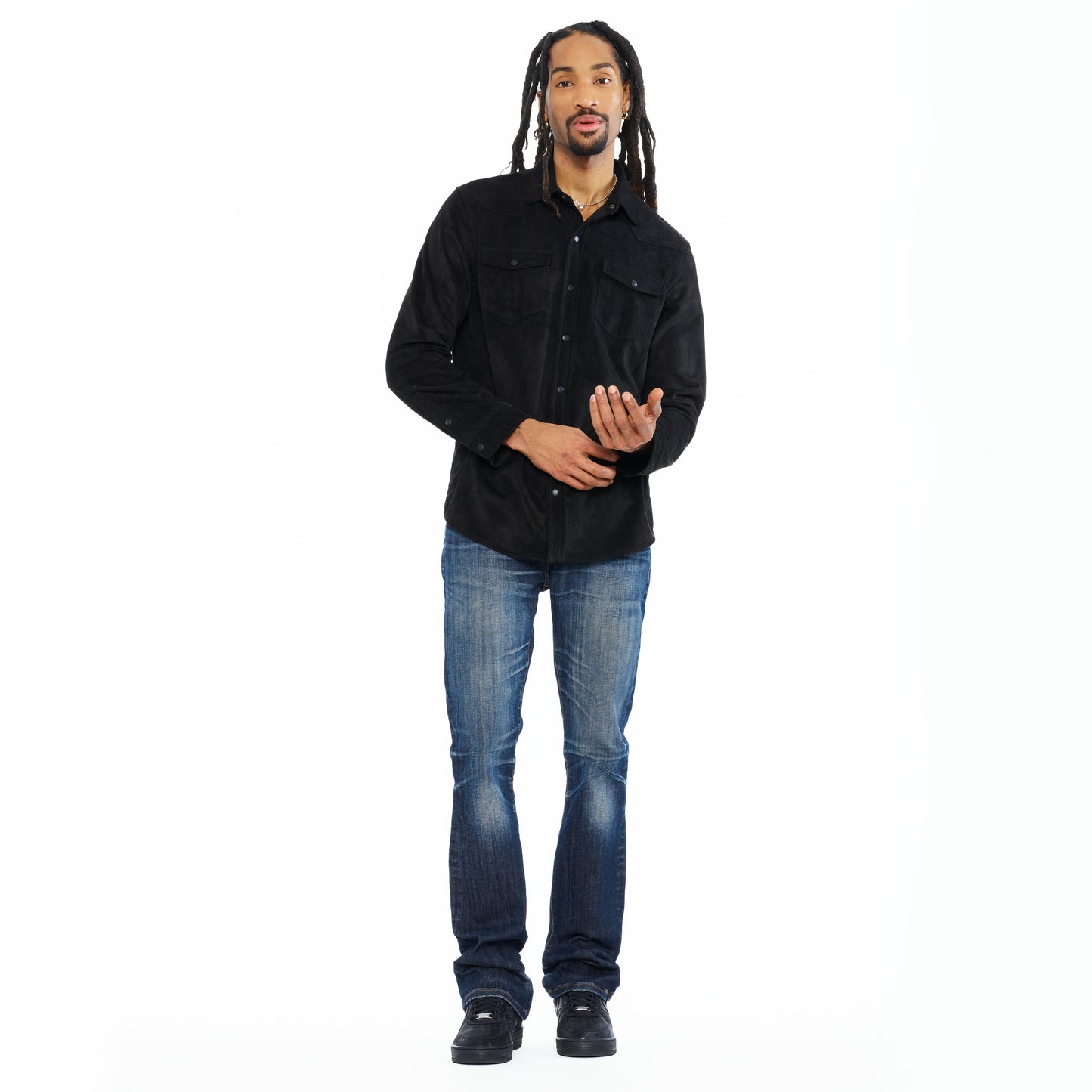 Cult's Classic Suede Full Button Shirt In Black