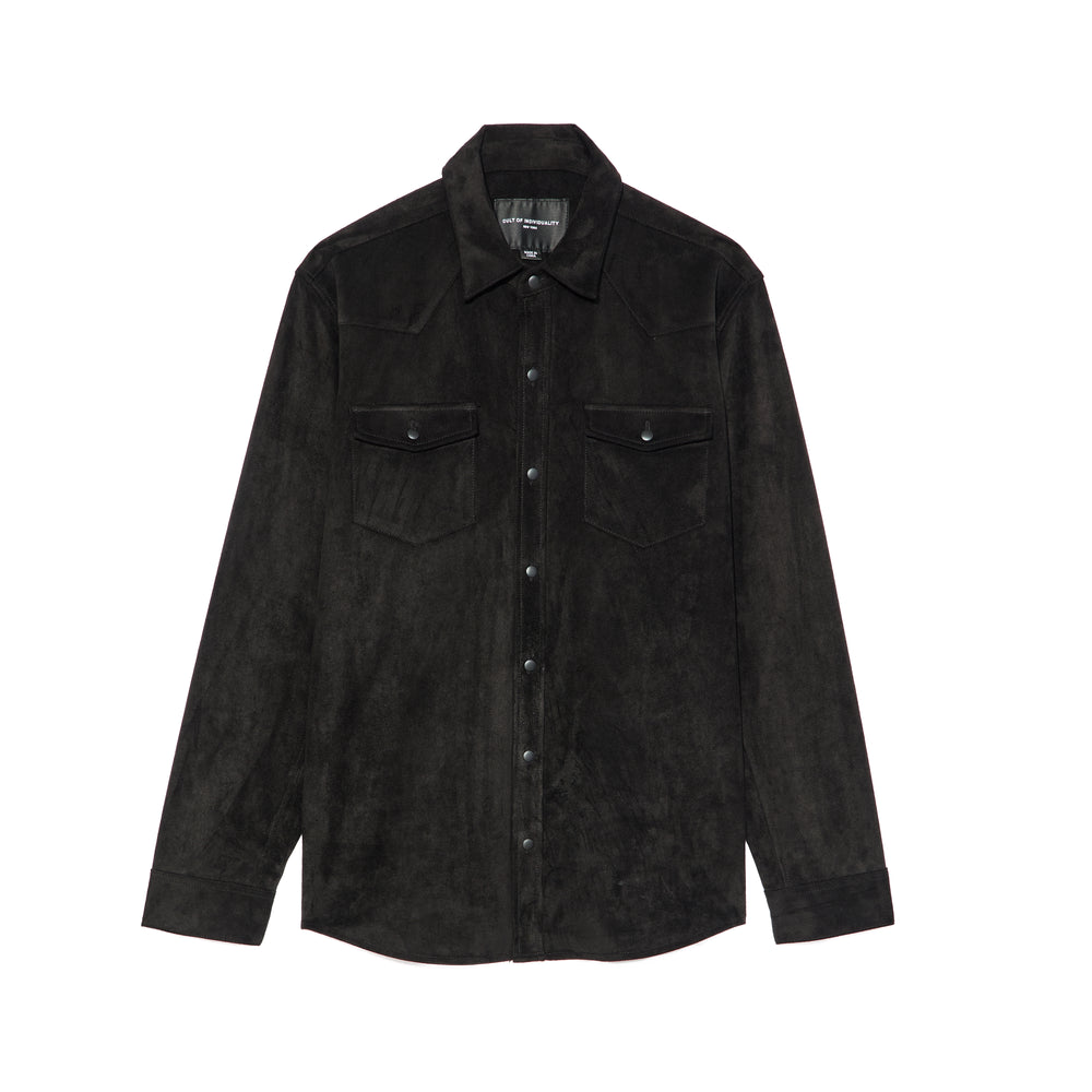 Cult's Classic Suede Full Button Shirt In Black