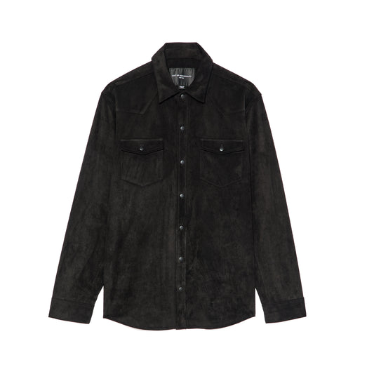 Cult's Classic Suede Full Button Shirt In Black