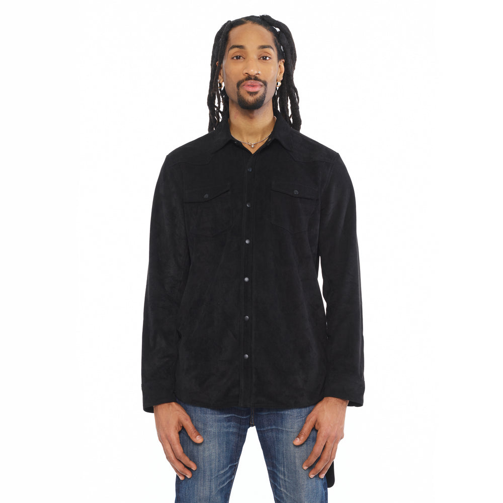 Cult's Classic Suede Full Button Shirt In Black
