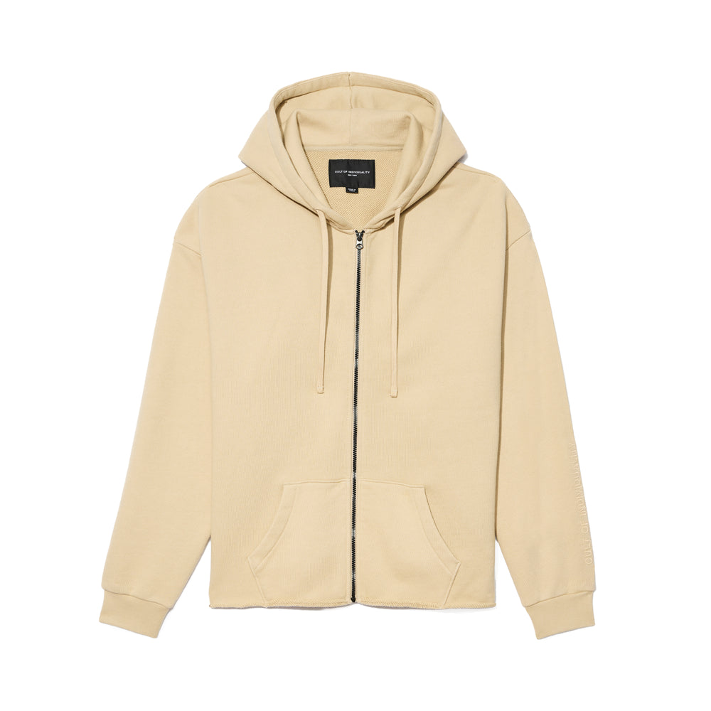 Cult's French Terry Zip Hooded Sweatshirt 620 Grams In Cream