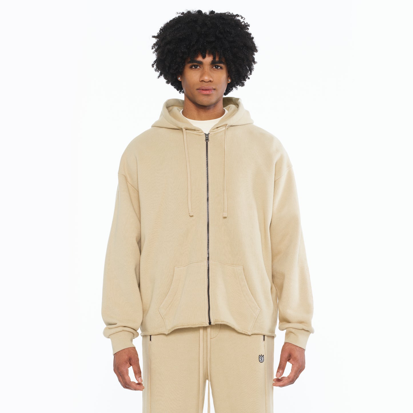 Cult's French Terry Zip Hooded Sweatshirt 620 Grams In Cream
