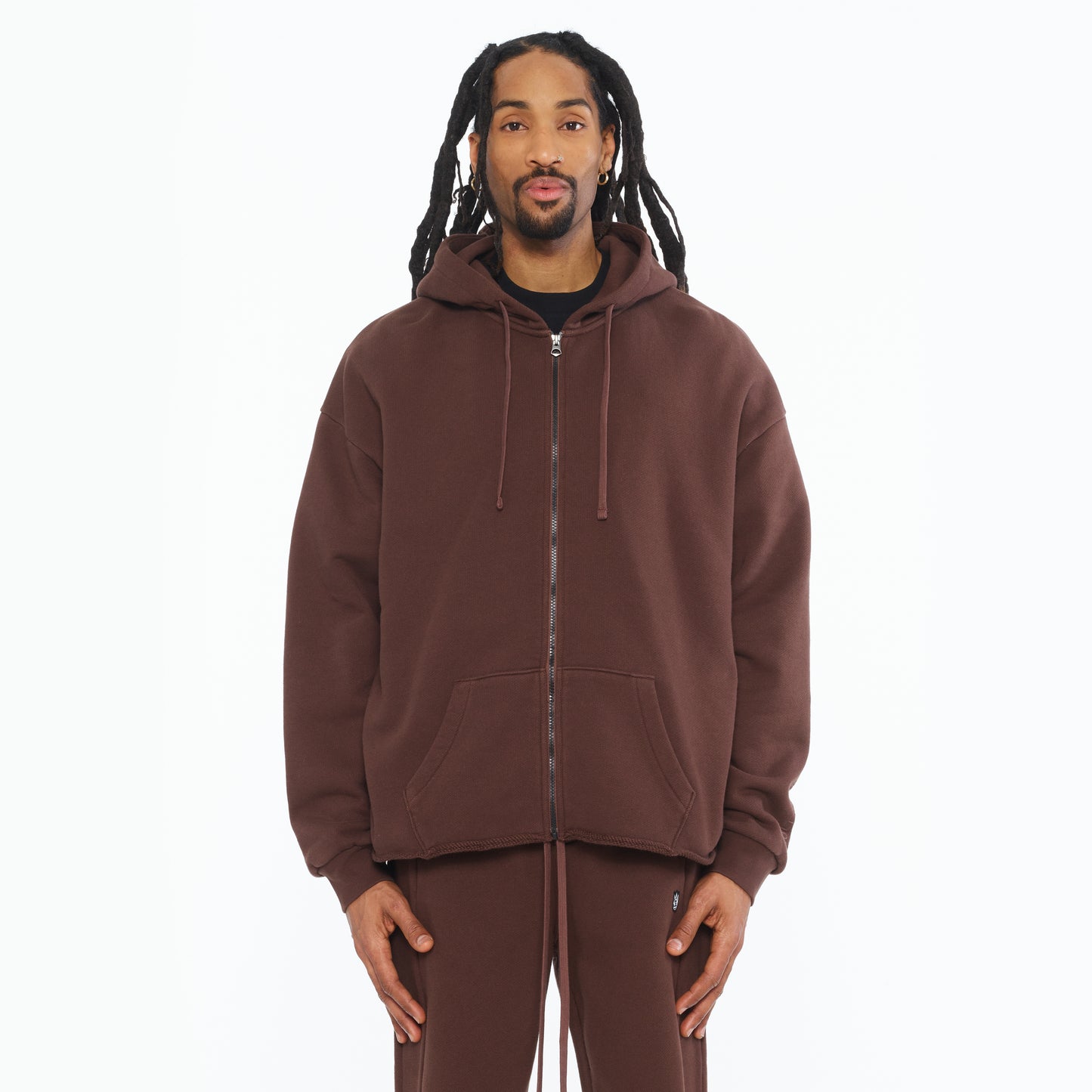 Cult's French Terry Zip Hooded Sweatshirt 620 Grams In Pinecone