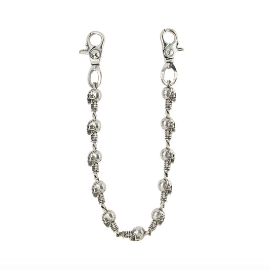PREORDER! Cult's .925 Sterling Silver Plated Wallet Chain in Silver Skull