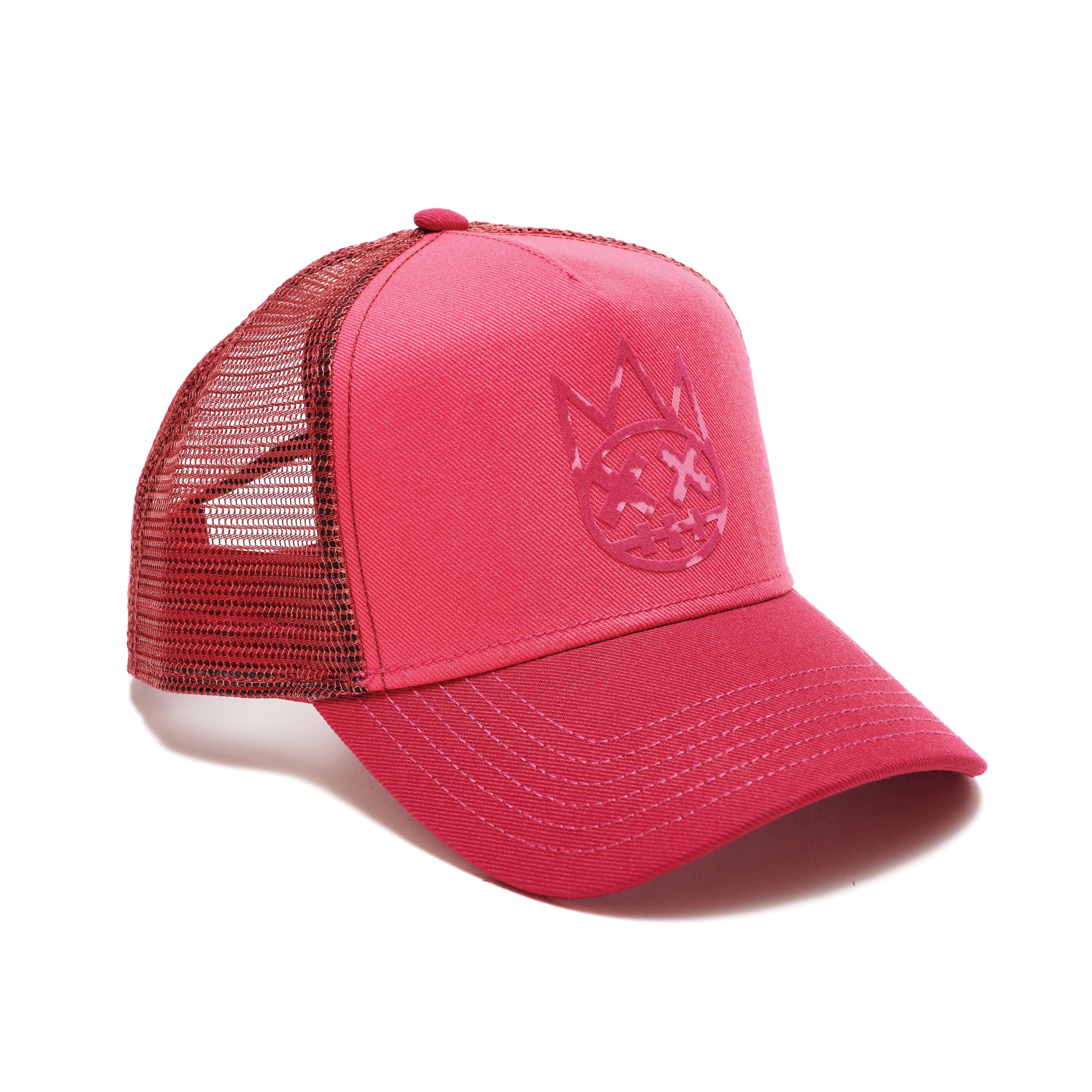 CLEAN LOGO MESH BACK TRUCKER CURVED VISOR IN VINTAGE RED