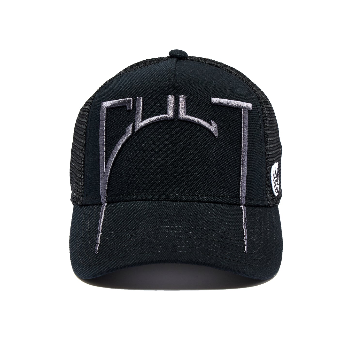 Cult's Arch Logo Mesh Back Trucker Hat in Black