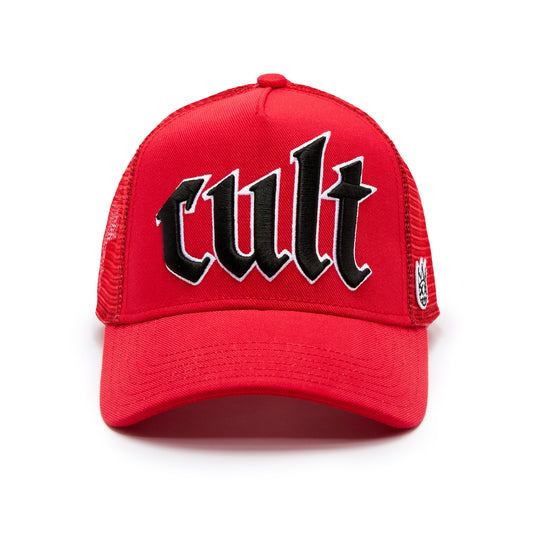 Cult's Old English Cult Logo Hat in High Risk Red