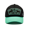 Cult's "May The Bridges I Burn" Mesh Back Trucker Hat in Black