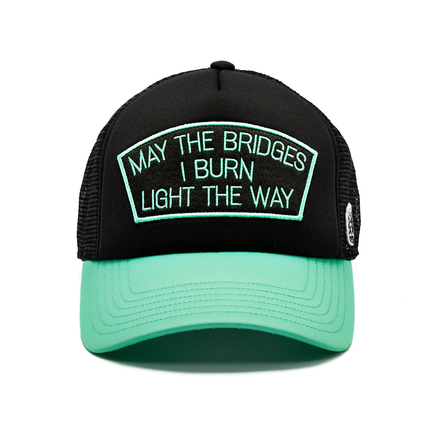 Cult's "May The Bridges I Burn" Mesh Back Trucker Hat in Black