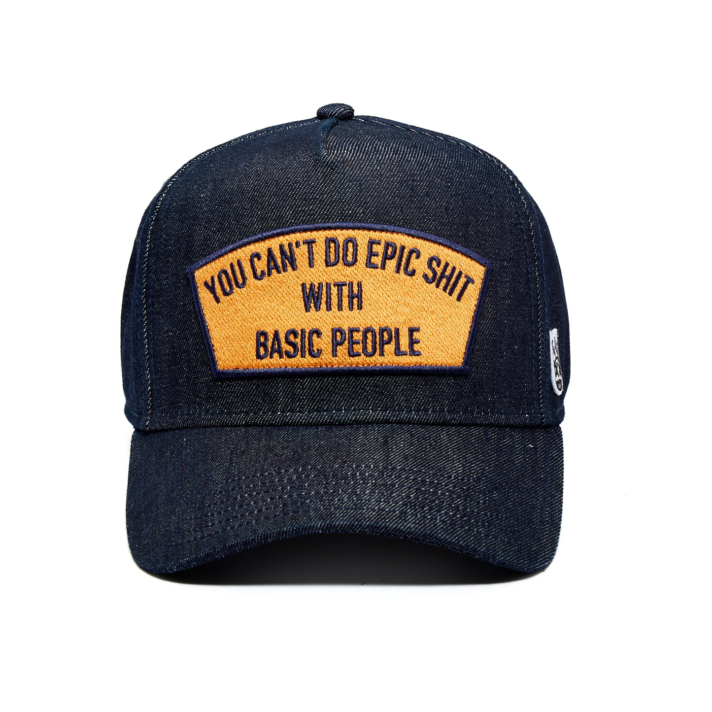 Cult's Epic Shit Denim Trucker Hat in Blue Denim