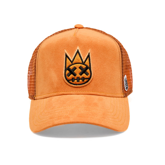 Cult's Clean Logo Mesh Back Trucker Hat in Orange