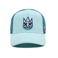 Cult's Clean Logo Mesh Back Trucker Hat in Powder Blue