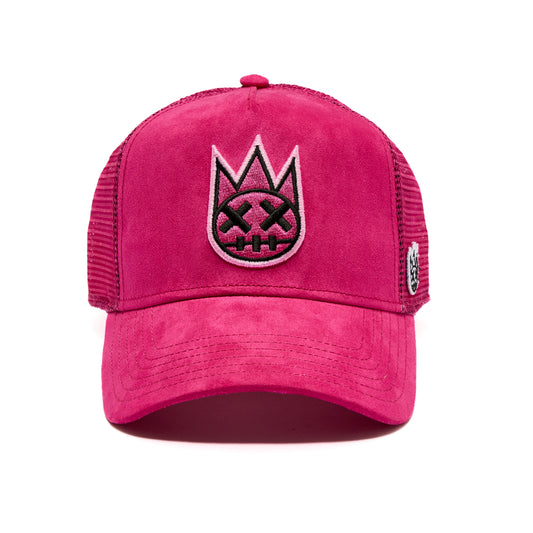 Cult's Clean Logo Mesh Back Trucker Hat in Magenta