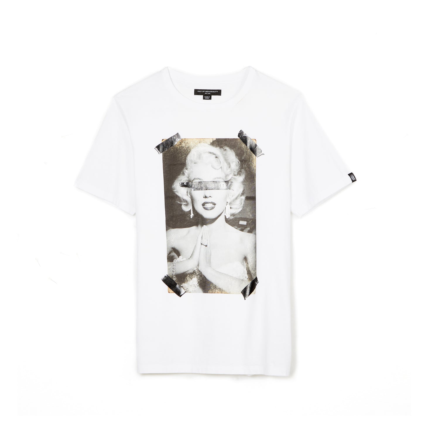 SHORT SLEEVE CREW NECK TEE "FUCK SOCIETY" IN WHITE