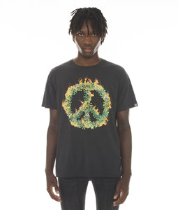 T-SHIRT SHORT SLEEVE CREW NECK TEE "PEACE IN CHAOS" IN PEAT