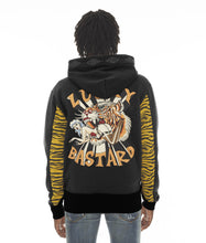 Load image into Gallery viewer, TIGER LUCKY BASTARD FULL ZIP HOODY IN BLACK