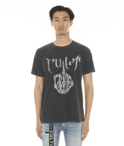 T-SHIRT SHORT SLEEVE CREW NECK TEE "FU" IN VINTAGE CHARCOAL
