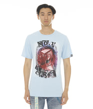 Load image into Gallery viewer, SHORT SLEEVE CREW NECK TEE &quot;NO1 CARES&quot; IN BABY BLUE