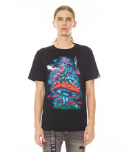 Load image into Gallery viewer, SHORT SLEEVE CREW NECK TEE  &quot;MUSHROOMS&quot; IN BLACK