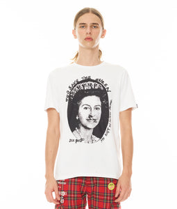 SHORT SLEEVE CREW NECK TEE  "GOD SAVE THE QUEEN" "SEX PISTOL IN WHITE