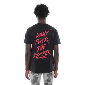 SHORT SLEEVE CREW NECK TEE  "DON’T FEAR THE REAPER" IN BLACK