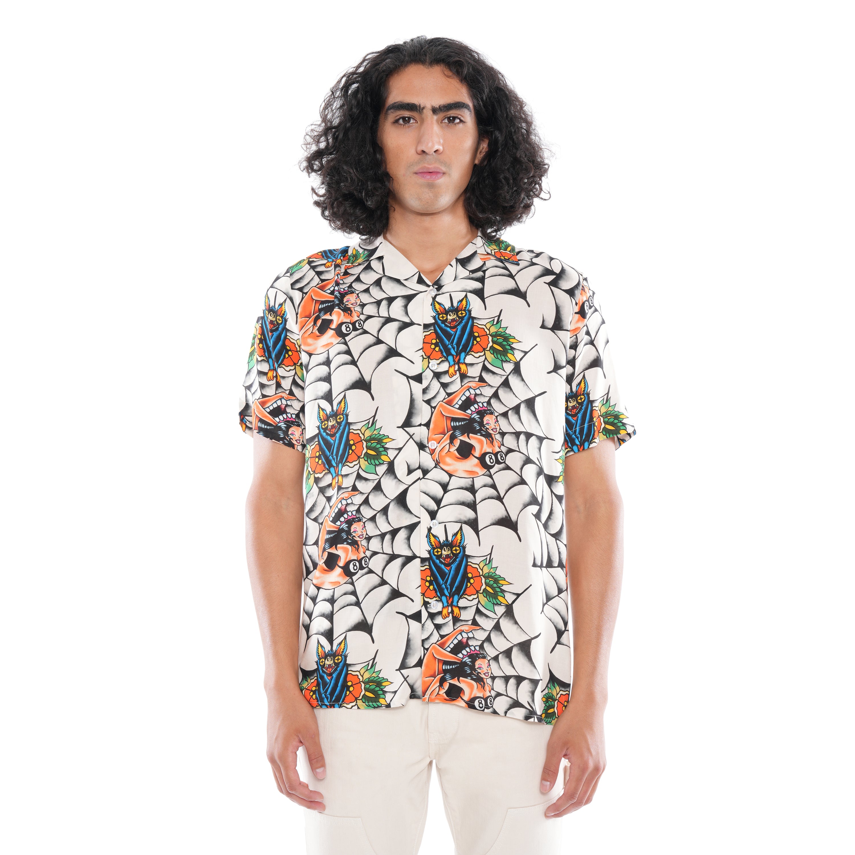 YAKUZA SHORT SLEEVE WOVEN SHIRT IN CREAM