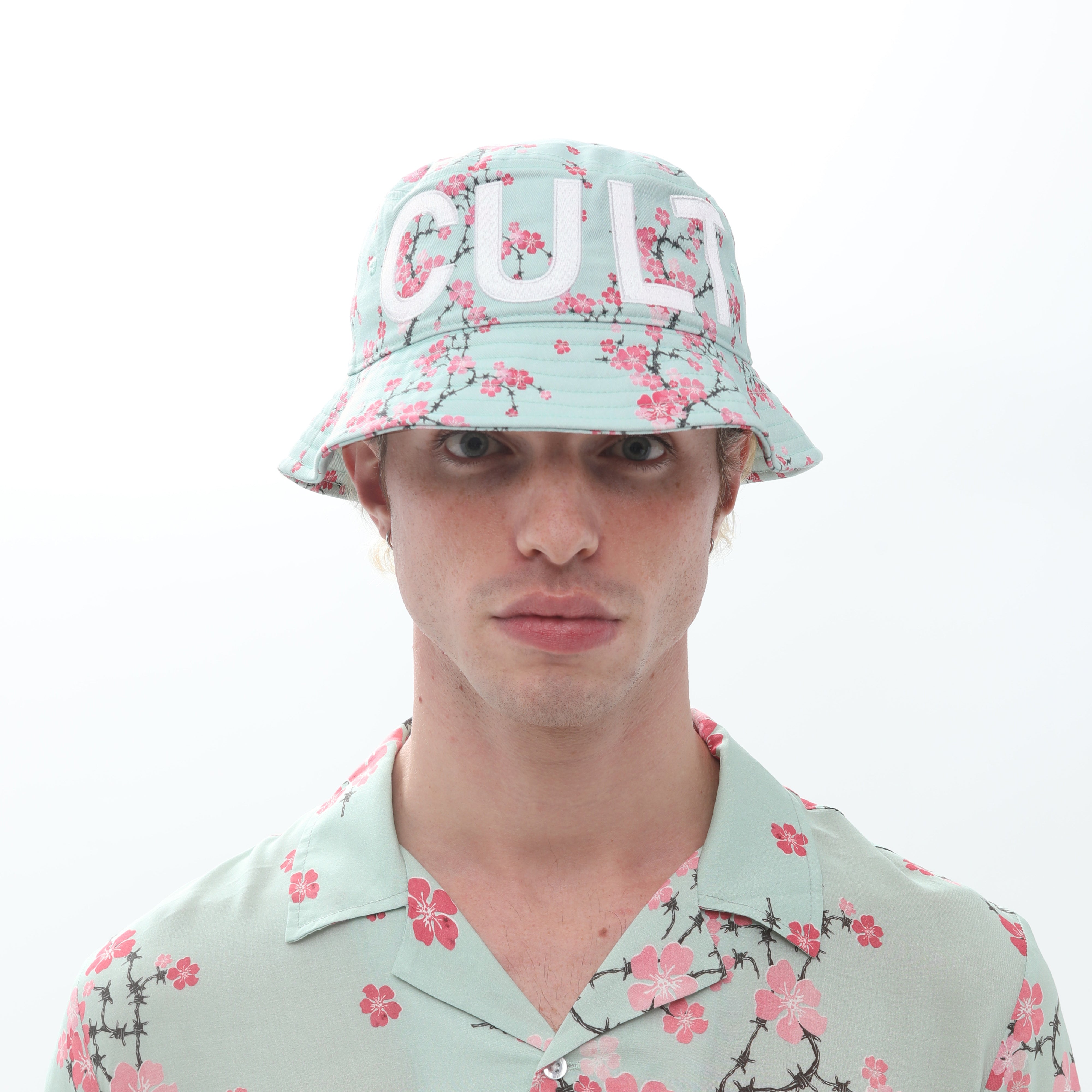 Cult of Individuality Bucket Hat in Cherry Blossom - Green - One Size